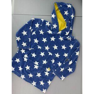 Mini Boden youth 5-6 blue star hooded‎ terry cover up towel pullover
